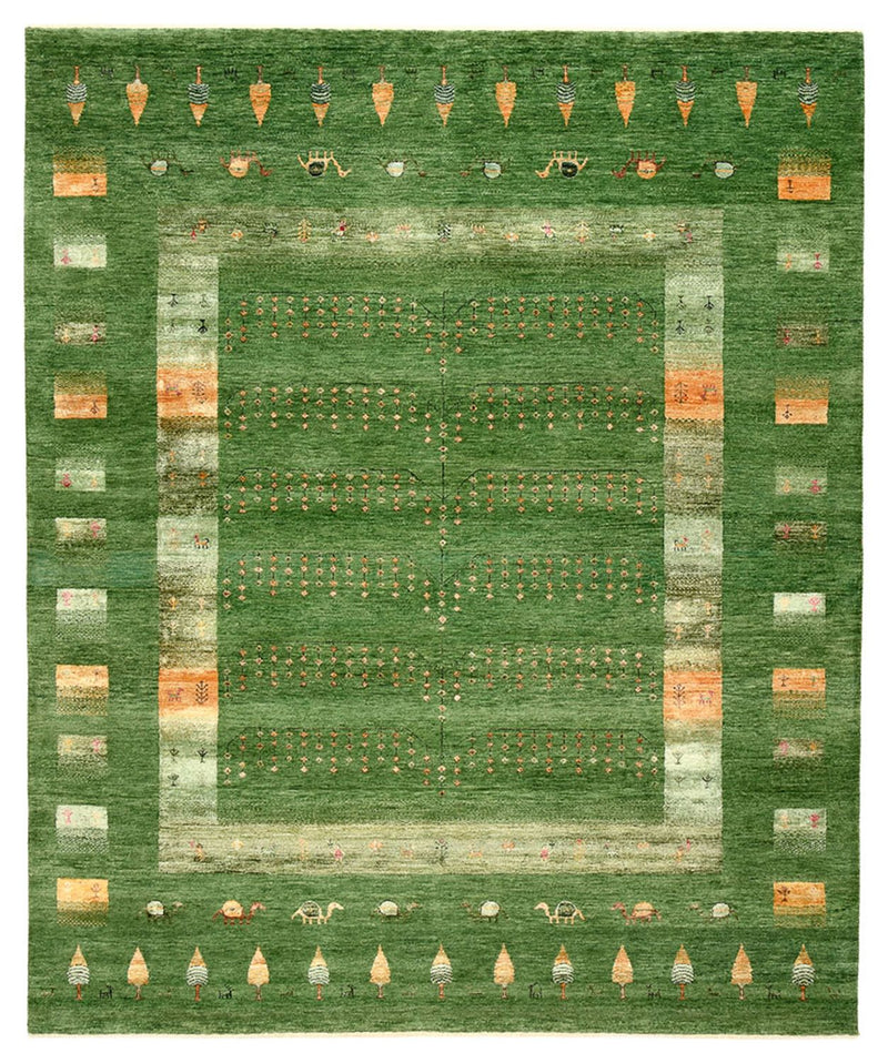 Gabbeh-tæppe - Loribaft Indus - 246 x 206 cm - grøn
