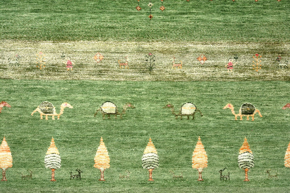Gabbeh-tæppe - Loribaft Indus - 246 x 206 cm - grøn