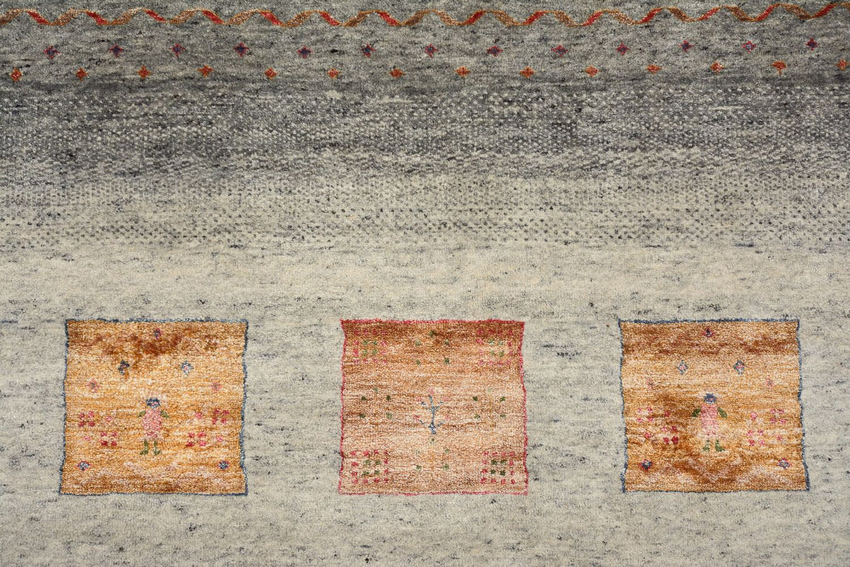 Gabbeh-tæppe - Loribaft Indus - 354 x 248 cm - mørk beige