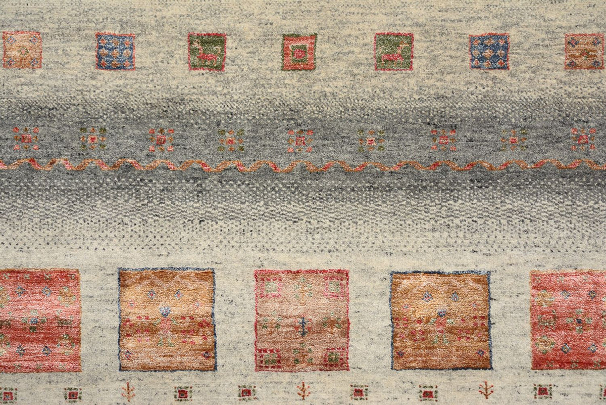 Gabbeh-tæppe - Loribaft Indus firkantet  - 156 x 156 cm - mørk beige