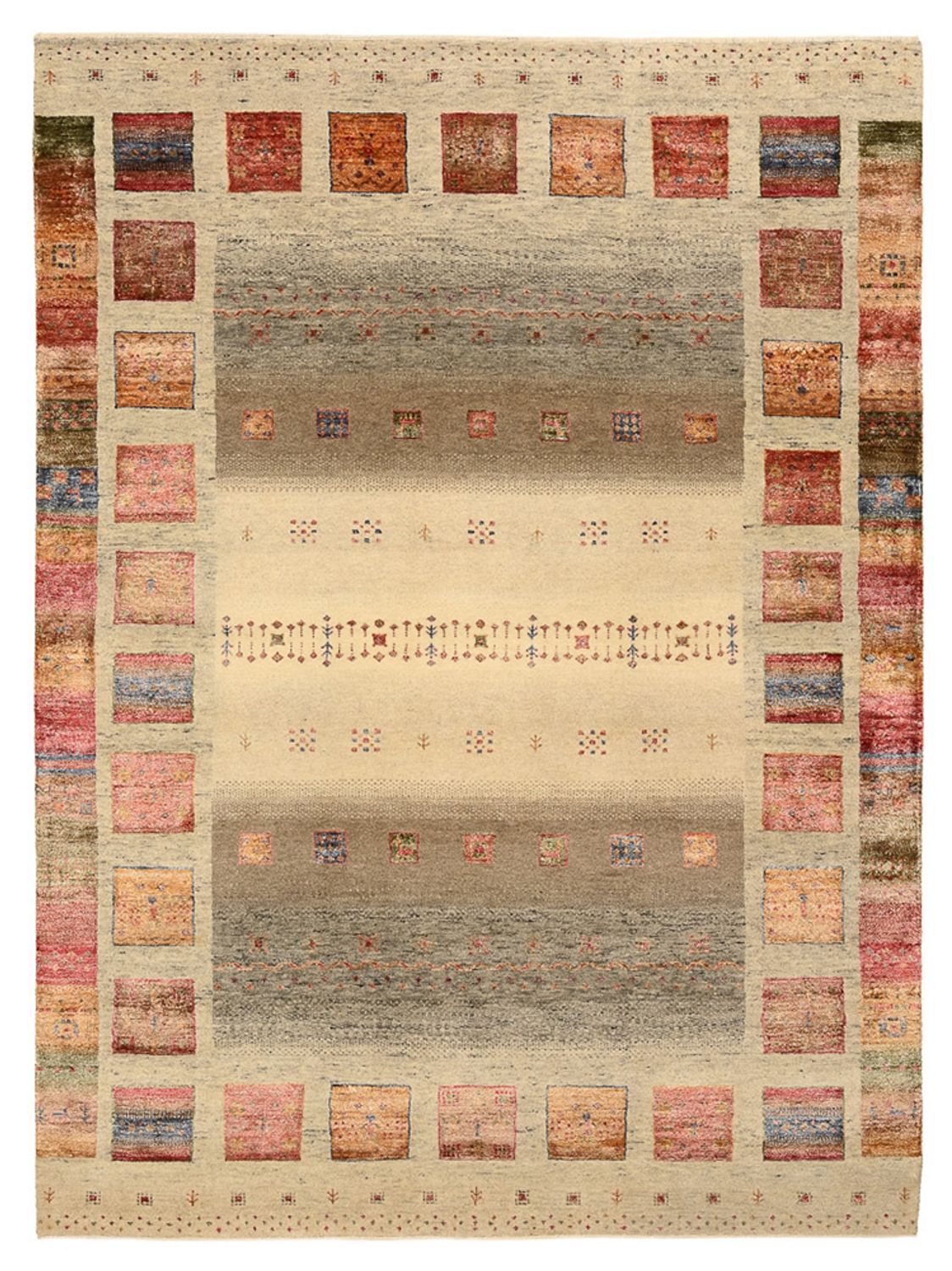 Gabbeh-tæppe - Loribaft Indus - 205 x 157 cm - mørk beige