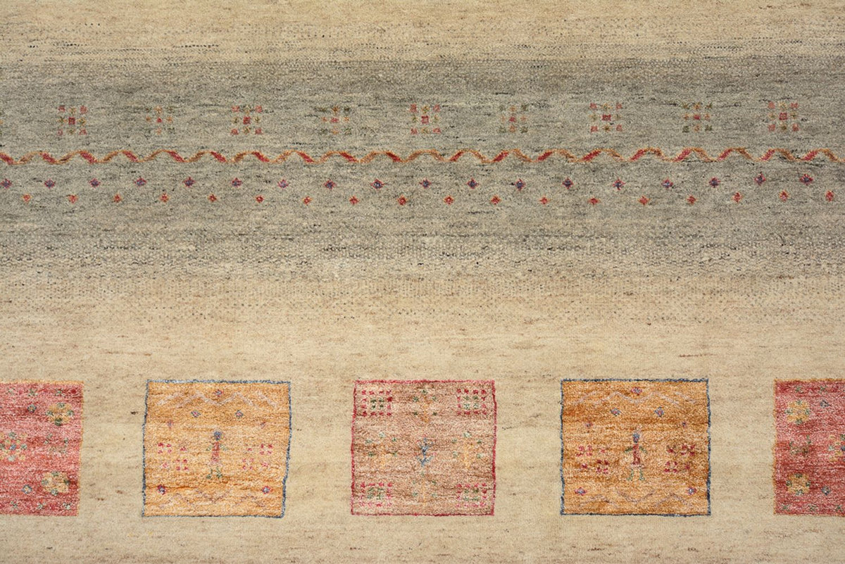 Gabbeh-tæppe - Loribaft Indus - 351 x 254 cm - mørk beige