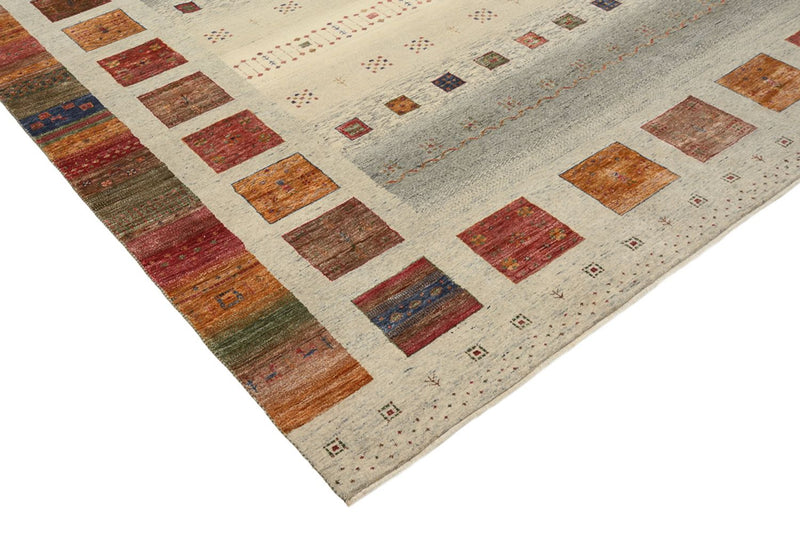 Gabbeh-tæppe - Loribaft Indus firkantet  - 249 x 248 cm - mørk beige