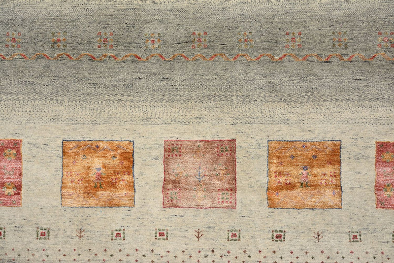 Gabbeh-tæppe - Loribaft Indus firkantet  - 249 x 248 cm - mørk beige