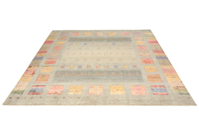 Gabbeh-tæppe - Loribaft Indus firkantet  - 249 x 248 cm - mørk beige