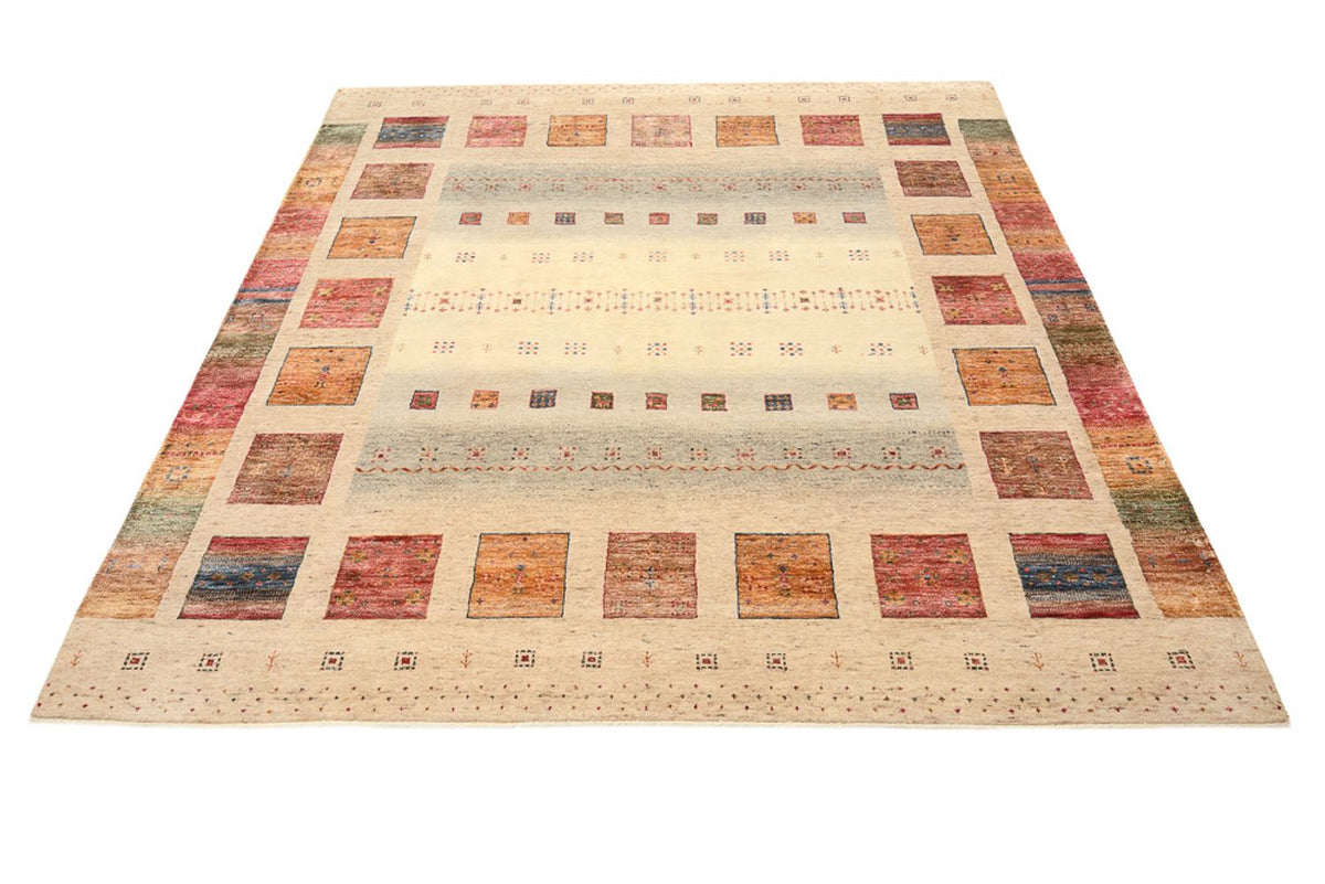 Gabbeh-tæppe - Loribaft Indus firkantet  - 204 x 202 cm - lys beige
