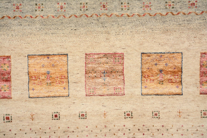 Gabbeh-tæppe - Loribaft Indus firkantet  - 204 x 202 cm - lys beige