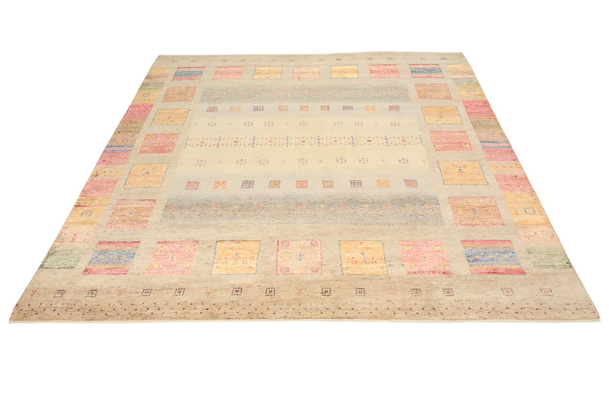 Gabbeh-tæppe - Loribaft Indus firkantet  - 204 x 202 cm - lys beige