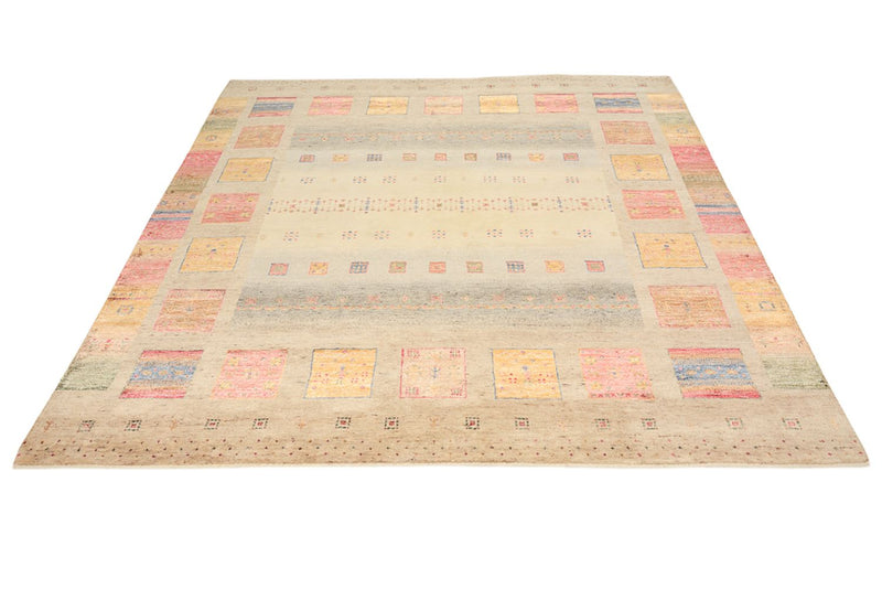 Gabbeh-tæppe - Loribaft Indus firkantet  - 204 x 202 cm - lys beige
