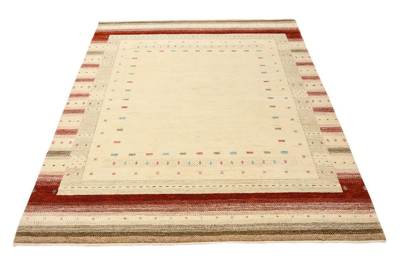 Gabbeh-tæppe - Loribaft Indus - 198 x 156 cm - lys beige