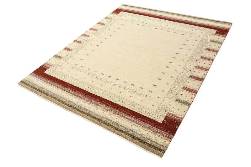 Gabbeh-tæppe - Loribaft Indus - 198 x 156 cm - lys beige