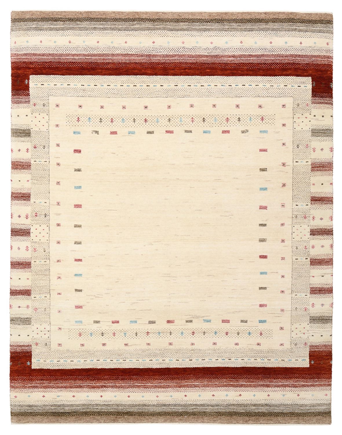 Gabbeh-tæppe - Loribaft Indus - 194 x 154 cm - lys beige