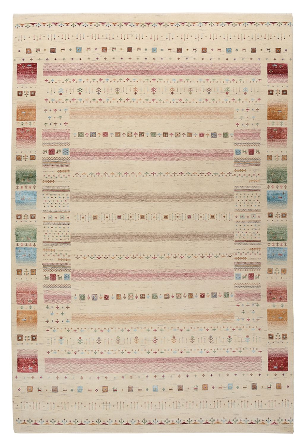 Gabbeh-tæppe - Loribaft Indus - 304 x 203 cm - lys beige