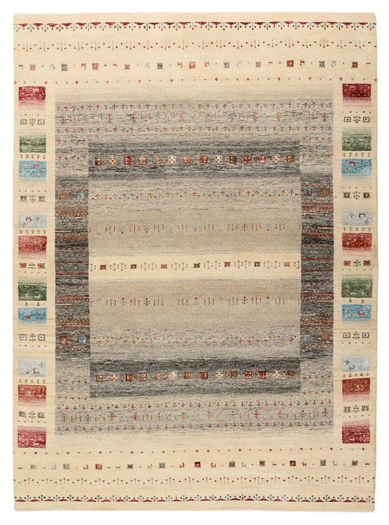Gabbeh-tæppe - Loribaft Indus - 244 x 177 cm - lys beige