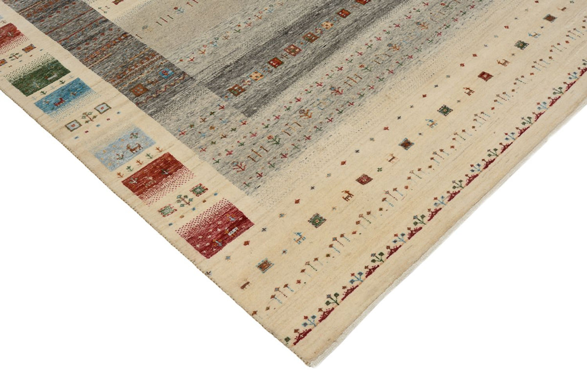 Gabbeh-tæppe - Loribaft Indus - 244 x 177 cm - lys beige