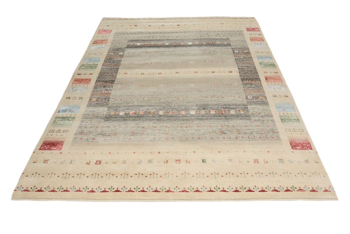 Gabbeh-tæppe - Loribaft Indus - 244 x 177 cm - lys beige