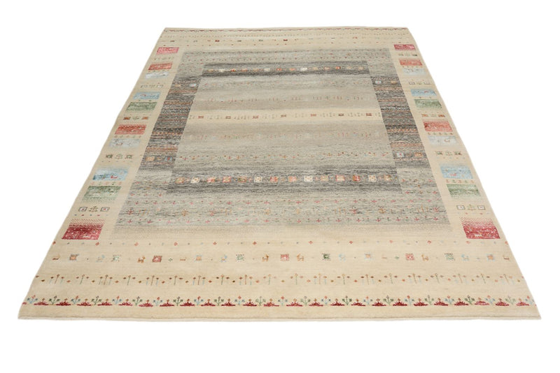 Gabbeh-tæppe - Loribaft Indus - 244 x 177 cm - lys beige