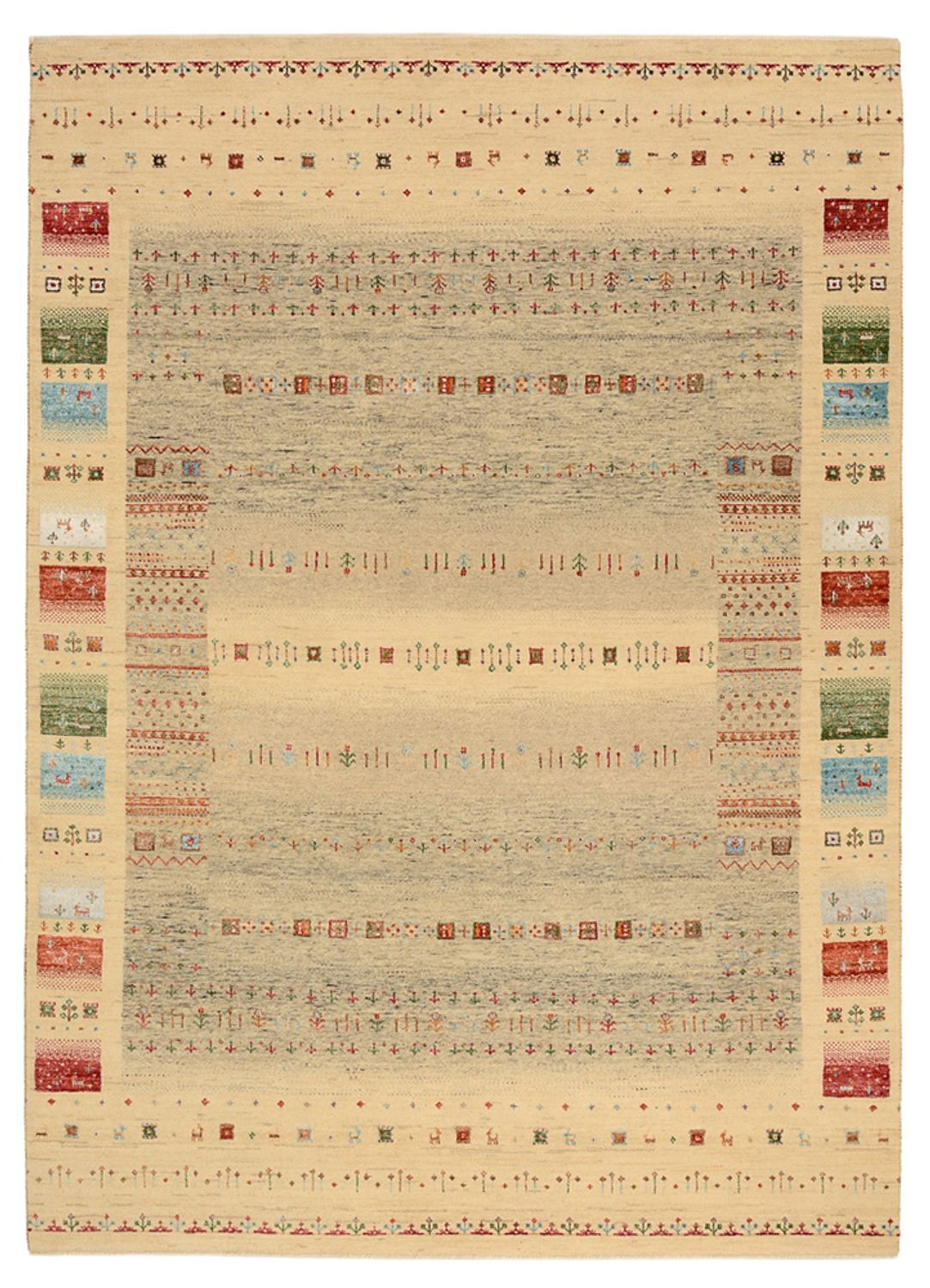 Gabbeh-tæppe - Loribaft Indus - 241 x 172 cm - mørk beige