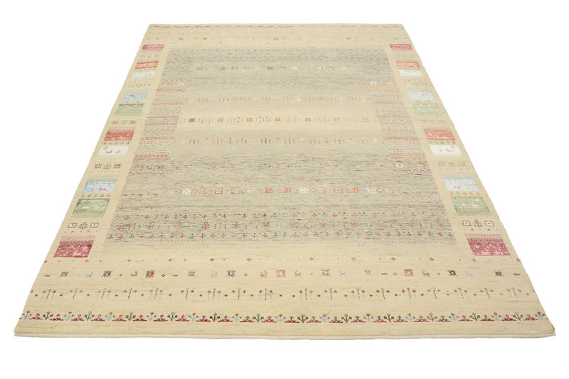 Gabbeh-tæppe - Loribaft Indus - 241 x 172 cm - mørk beige