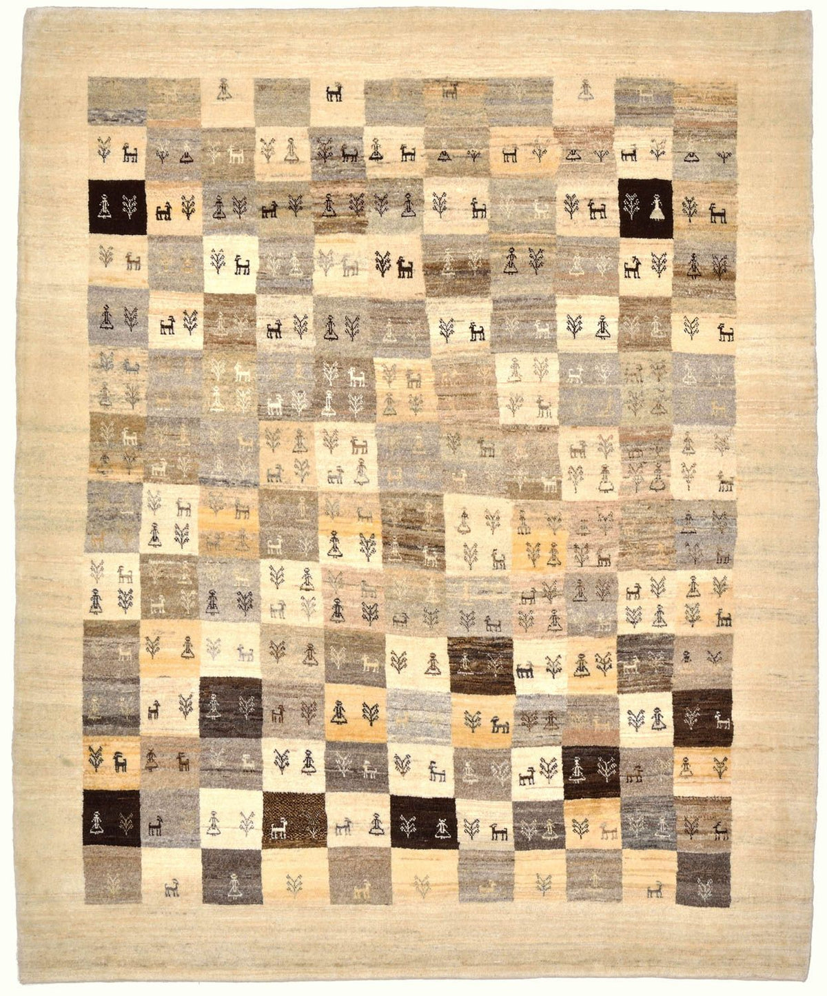 Gabbeh Tæppe - Loribaft Persisk - 191 x 154 cm - lys brun