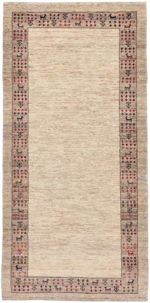 Løber Gabbeh Tæppe - Loribaft Persisk - 176 x 84 cm - sand