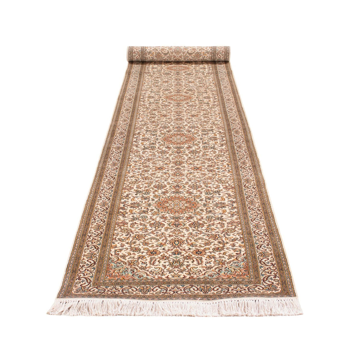 Løber Silketæppe - Kashmir Silk - 480 x 79 cm - mørk beige