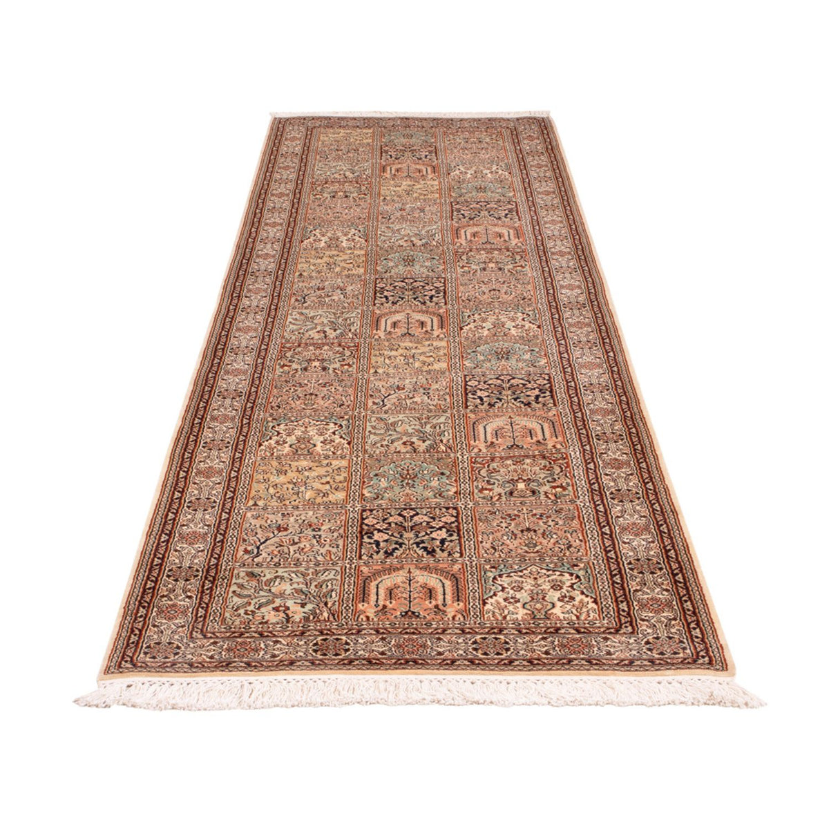 Løber Silketæppe - Kashmir Silk - 298 x 77 cm - mørk beige