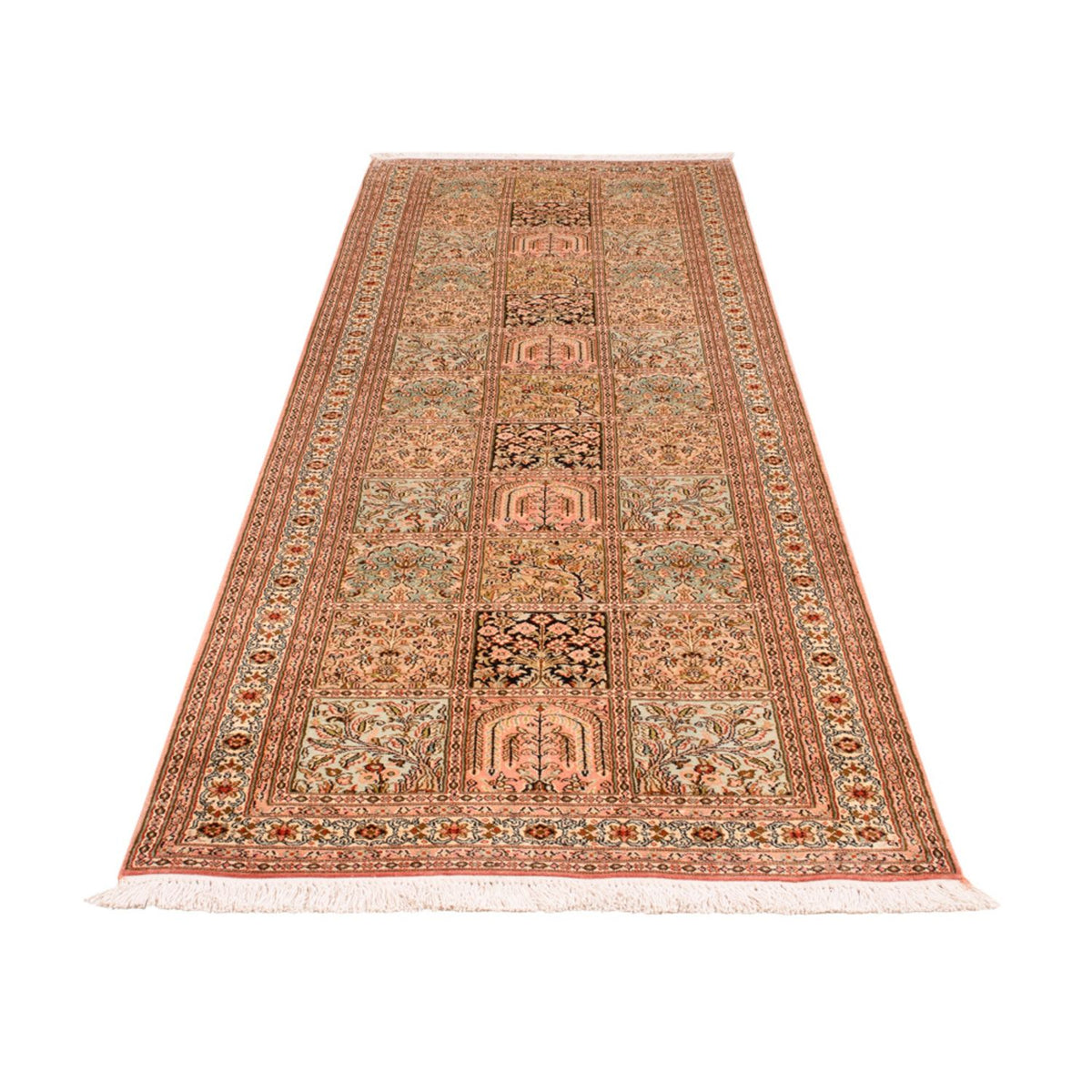Løber Silketæppe - Kashmir Silk - 282 x 79 cm - mørk beige