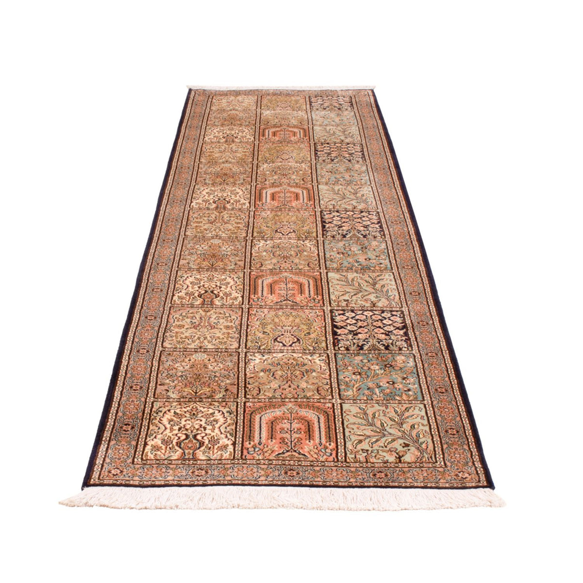 Løber Silketæppe - Kashmir Silk - 304 x 77 cm - mørk beige