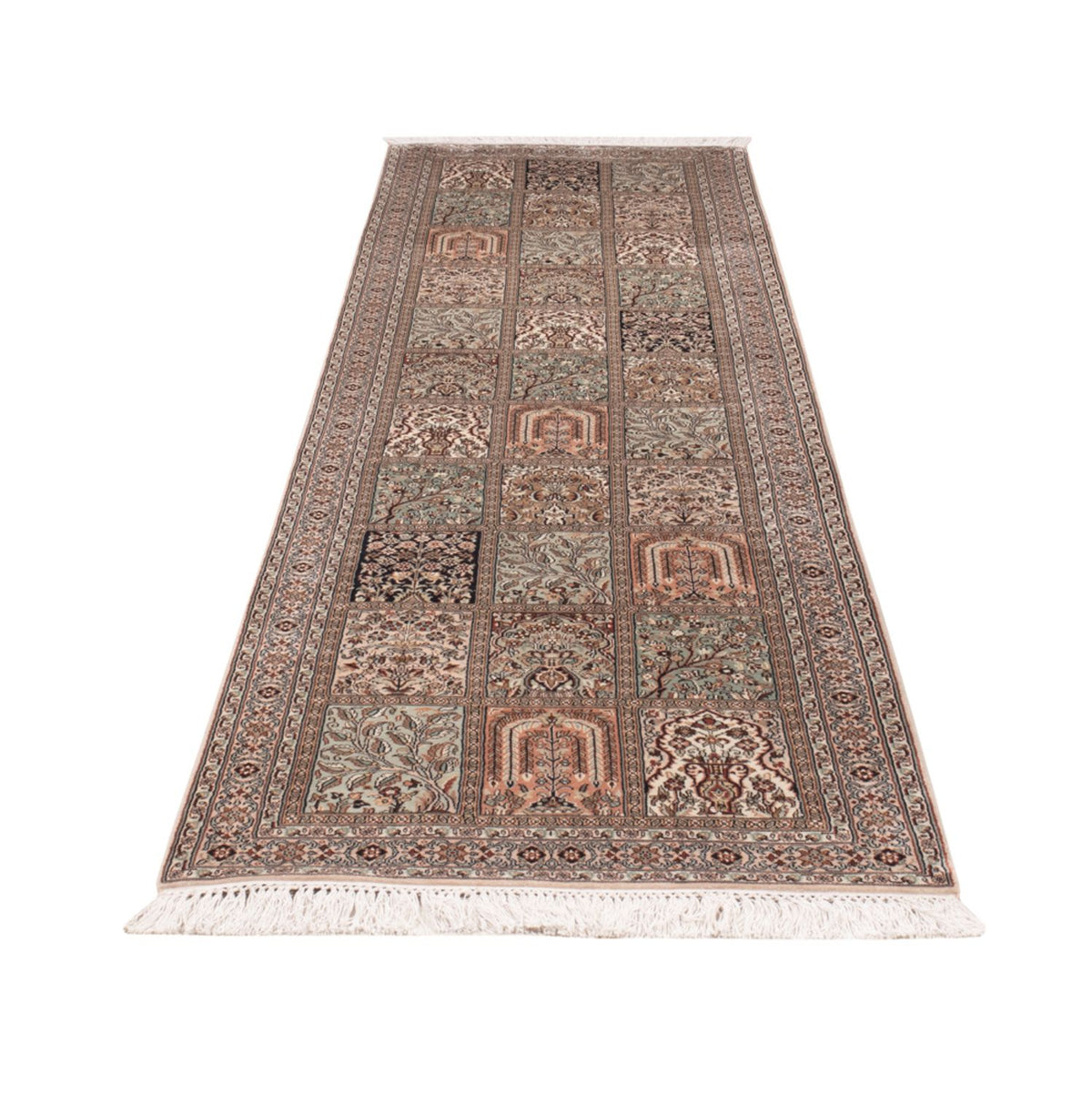 Løber Silketæppe - Kashmir Silk - 304 x 79 cm - mørk beige