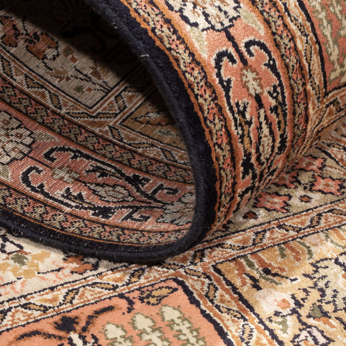 Løber Silketæppe - Kashmir Silk - 280 x 77 cm - mørk beige