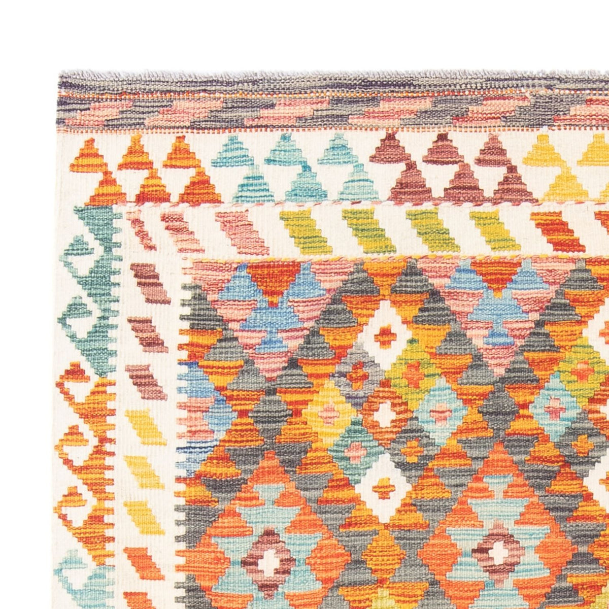 Kelim Carpet - Splash - 195 x 156 cm - flerfarvet