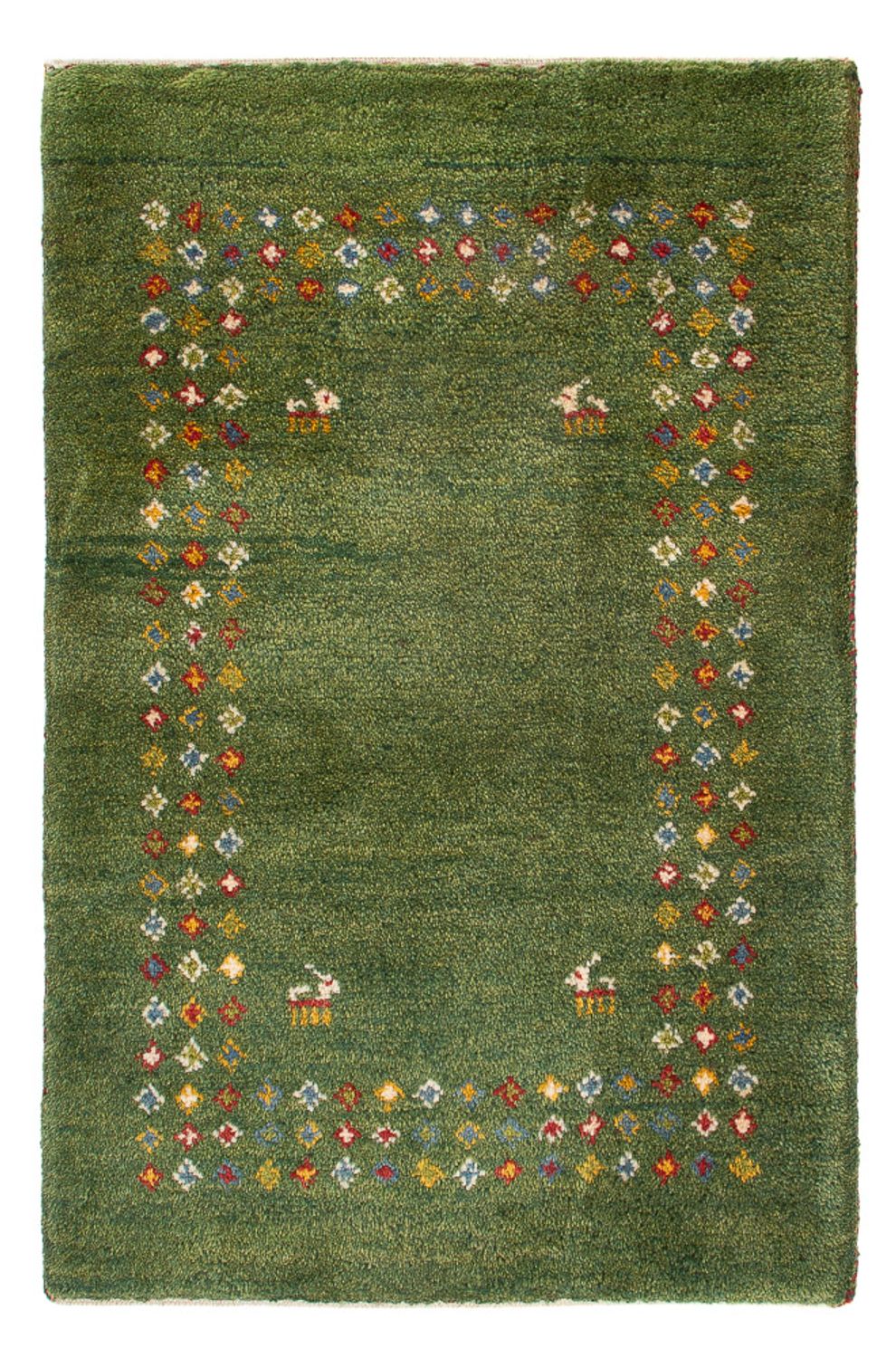 Gabbeh-tæppe - Persisk - 89 x 62 cm - havgrønt