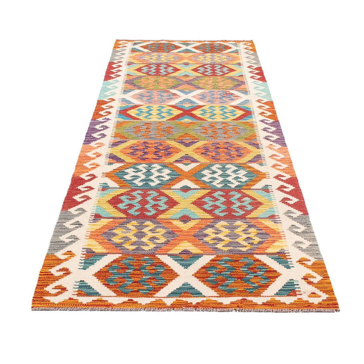 Løber Kelim Carpet - Splash - 294 x 82 cm - flerfarvet