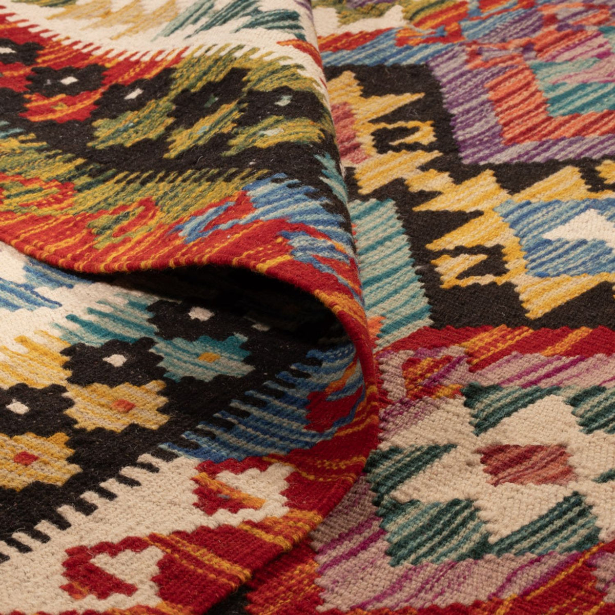 Kelim Carpet - Splash - 250 x 163 cm - flerfarvet