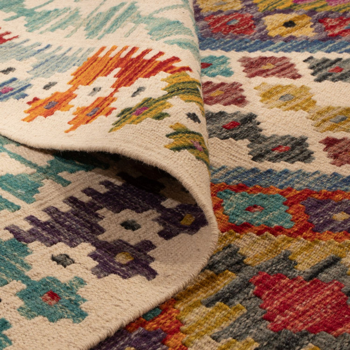 Kelim Carpet - Splash firkantet - 207 x 203 cm - flerfarvet