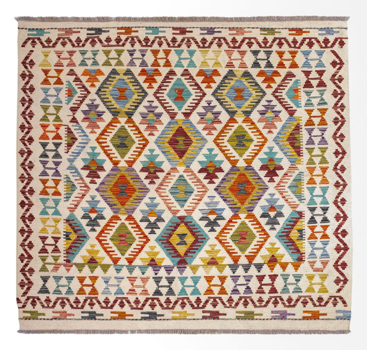 Kelim Carpet - Splash firkantet - 154 x 143 cm - flerfarvet