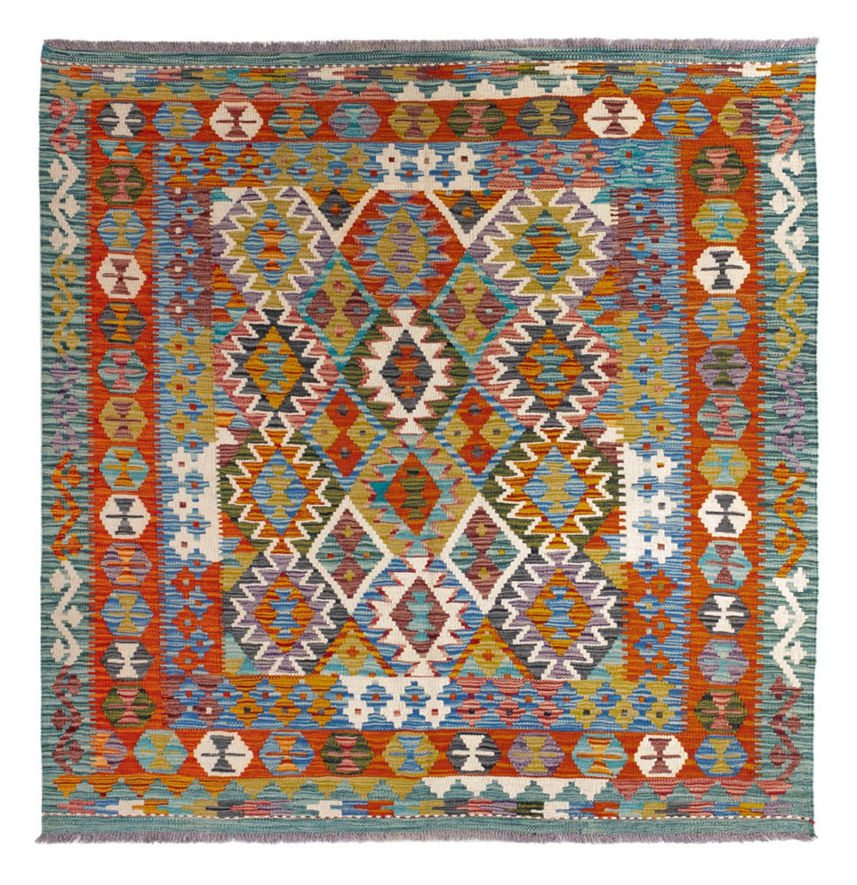 Kelim Carpet - Splash firkantet - 154 x 152 cm - flerfarvet