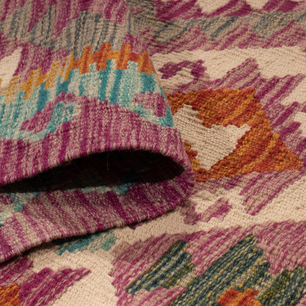 Løber Kelim Carpet - Splash - 295 x 80 cm - flerfarvet