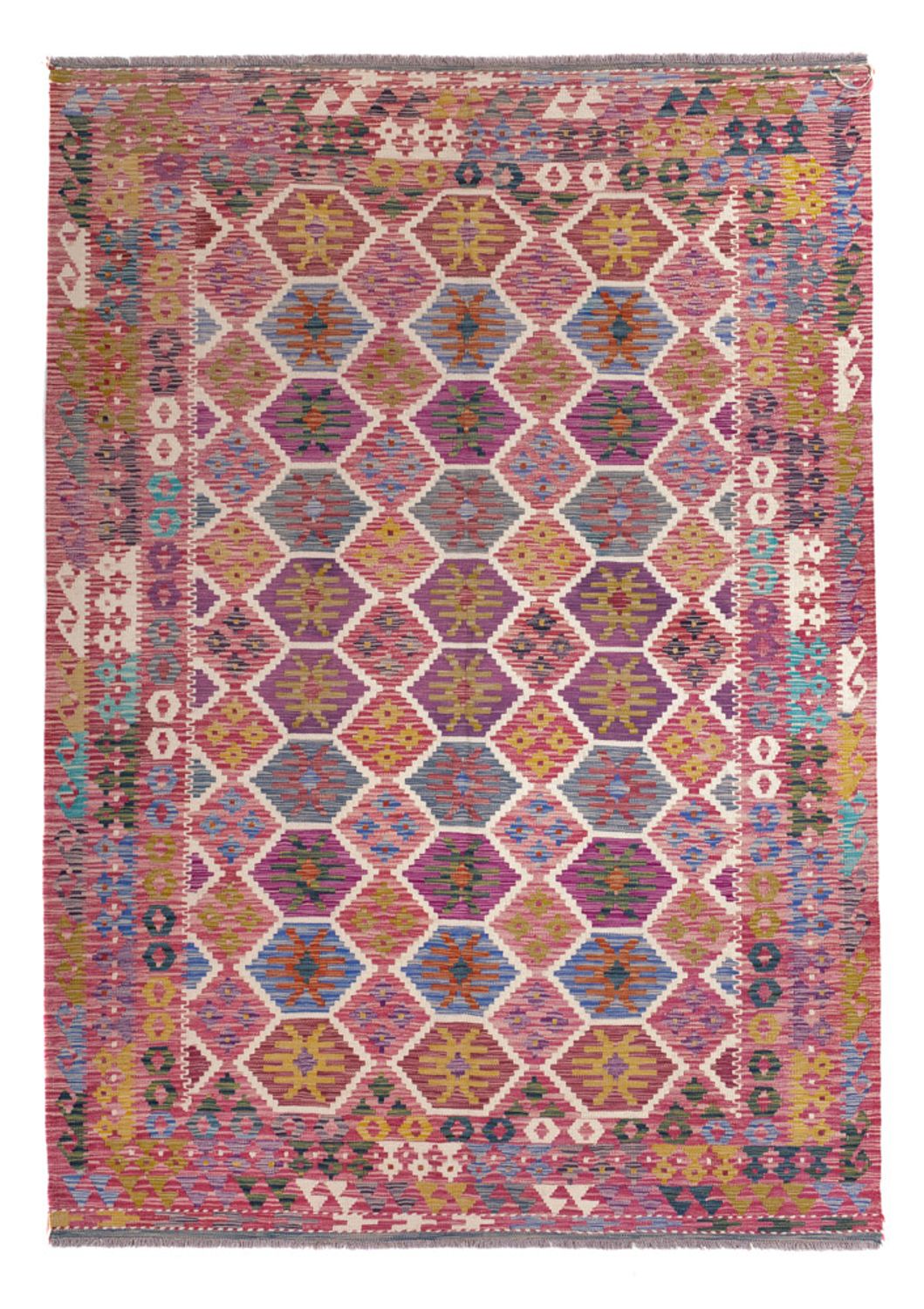 Kelim Carpet - Splash - 254 x 177 cm - flerfarvet
