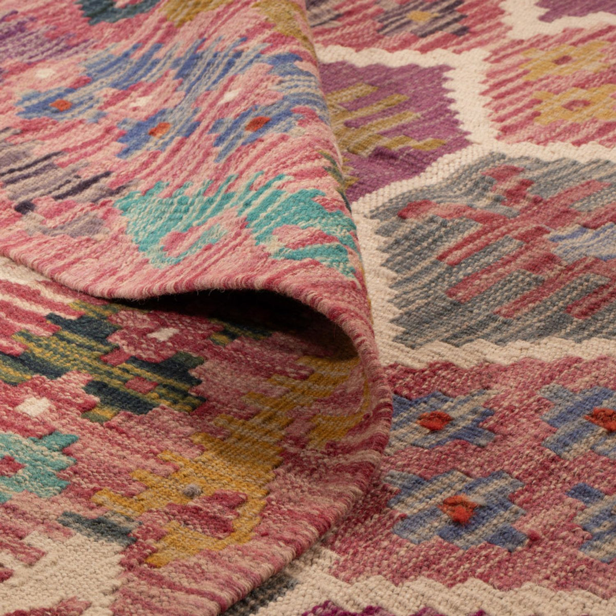 Kelim Carpet - Splash - 254 x 177 cm - flerfarvet