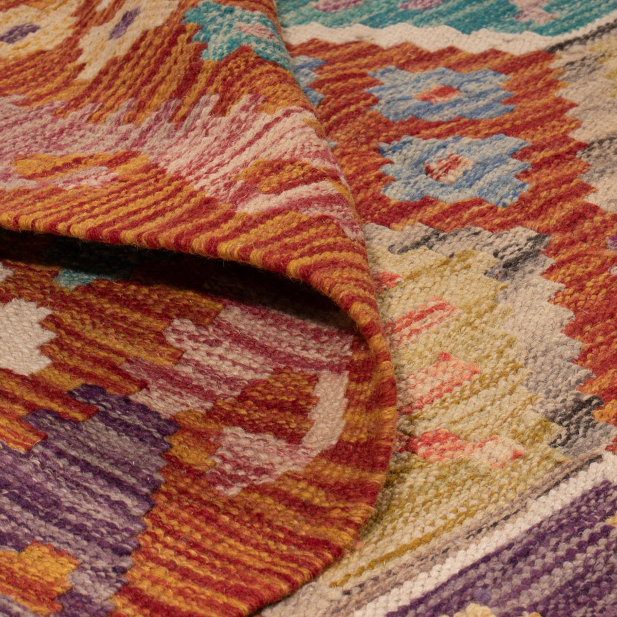 Kelim Carpet - Splash - 247 x 201 cm - flerfarvet