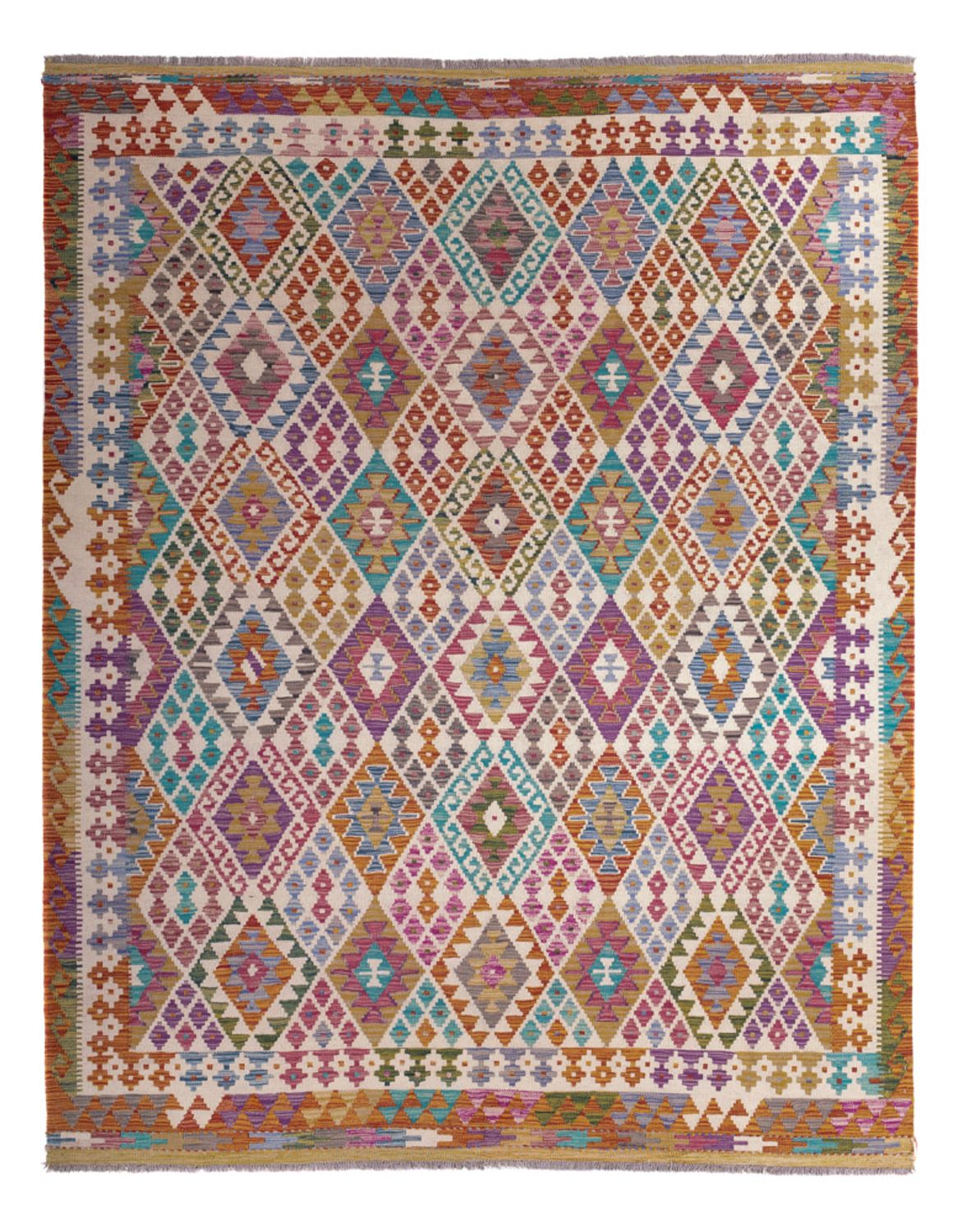 Kelim Carpet - Splash - 246 x 204 cm - flerfarvet