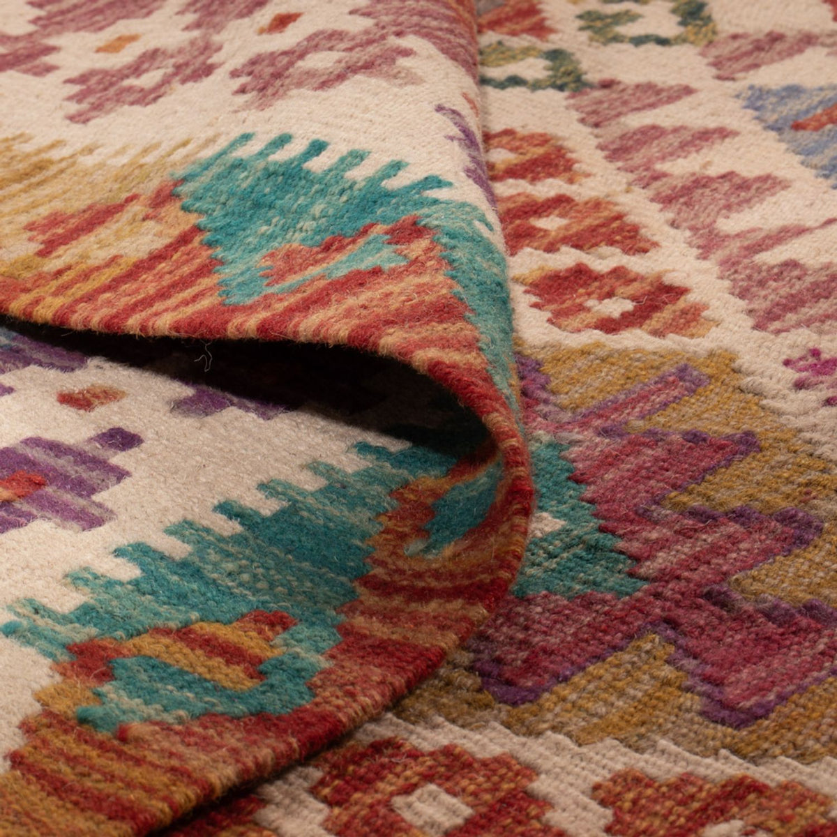 Kelim Carpet - Splash - 246 x 204 cm - flerfarvet