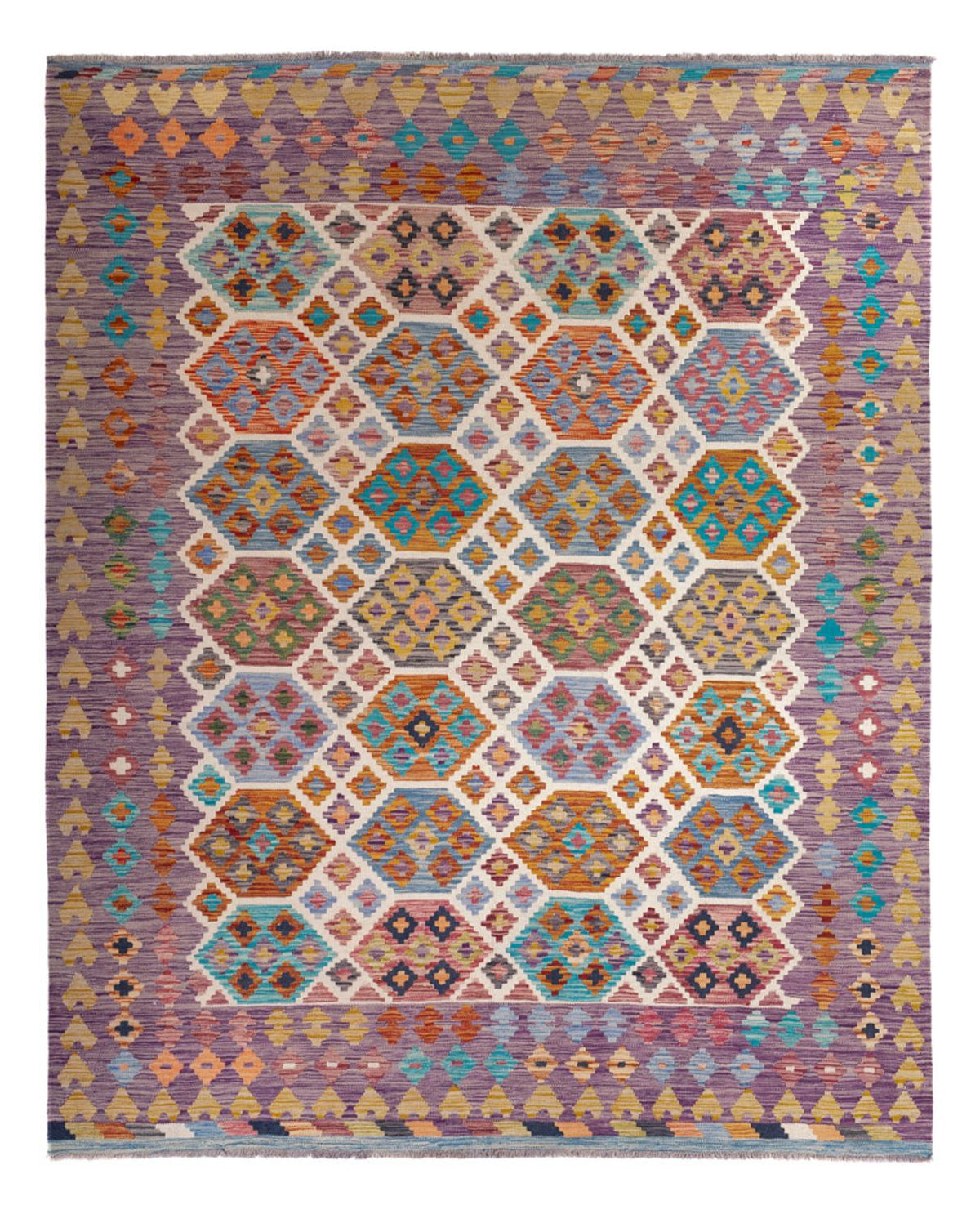 Kelim Carpet - Splash - 255 x 205 cm - flerfarvet