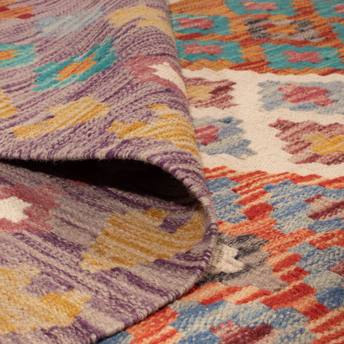 Kelim Carpet - Splash - 255 x 205 cm - flerfarvet