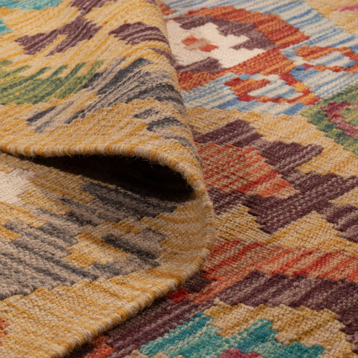 Kelim Carpet - Splash - 306 x 208 cm - flerfarvet