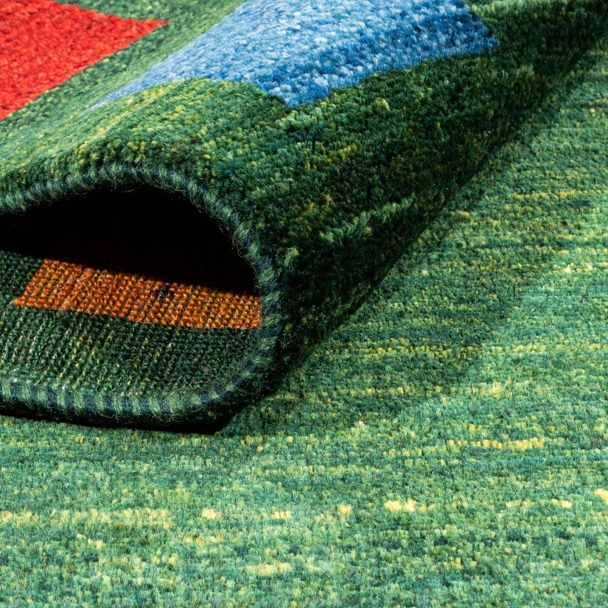 Gabbeh Tæppe - Loribaft Persisk - 246 x 176 cm - grøn