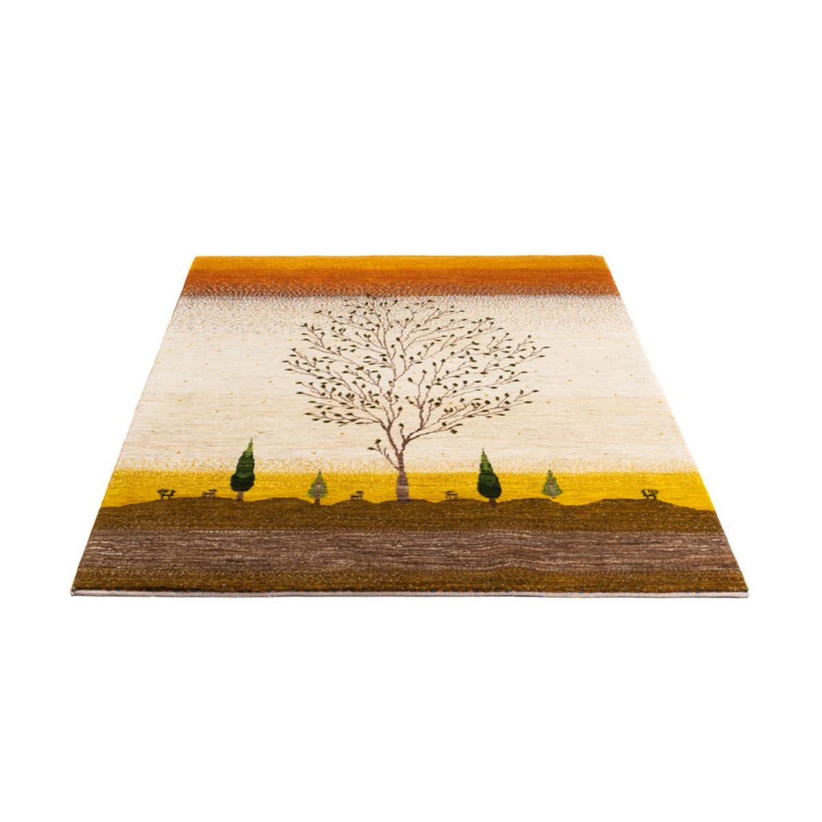 Gabbeh Tæppe - Loribaft Persisk - 175 x 129 cm - guld