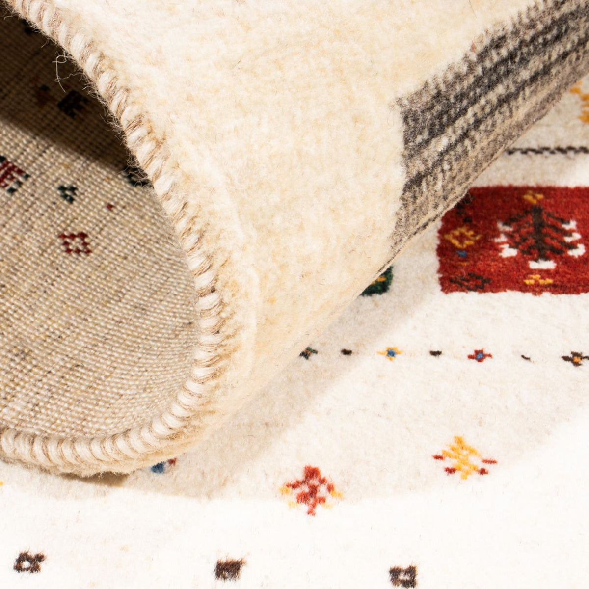 Gabbeh Tæppe - Loribaft Persisk - Royal - 122 x 78 cm - creme